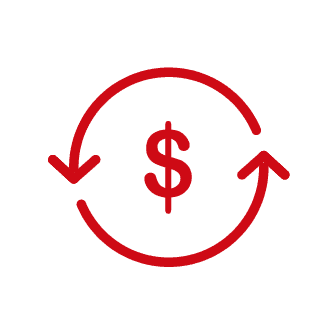 Dollar icon within two curved arrows forming a circle