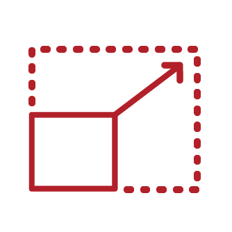 Icon depicting resizing a square to a bigger size