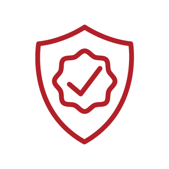 Icon of a tickmark enclosed in a cloud within a shield