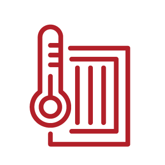 Icon of a thermostat next to a thermometer