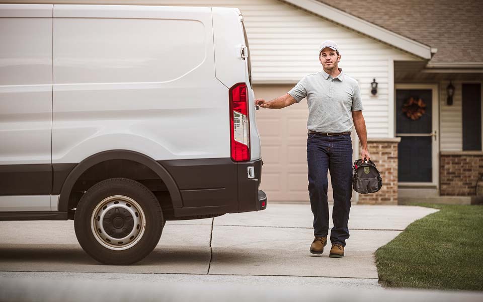 HVAC contractor with work van